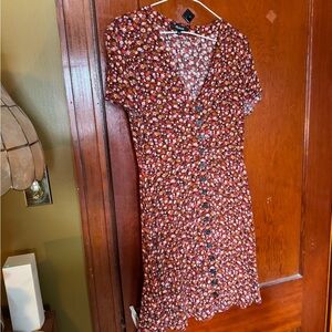 Madewell Floral Button-Down Dress - Red and White